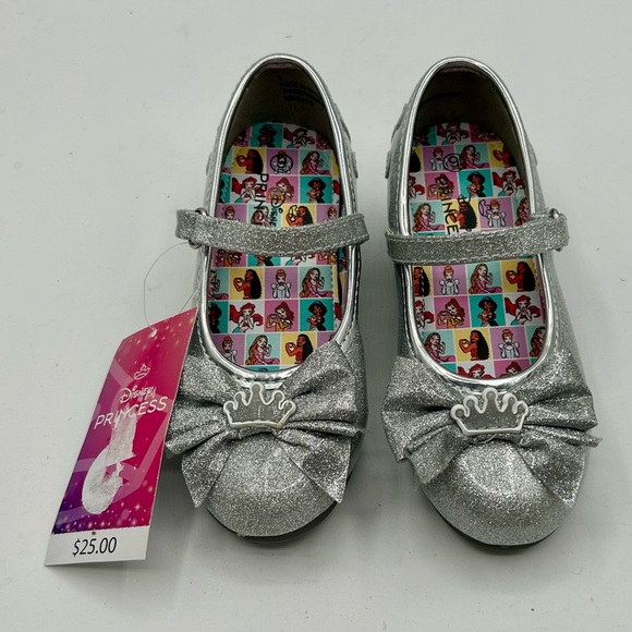 Disney Princess Silver Mary Jane Shoes Toddler Girl 9 New - Picture 1 of 9